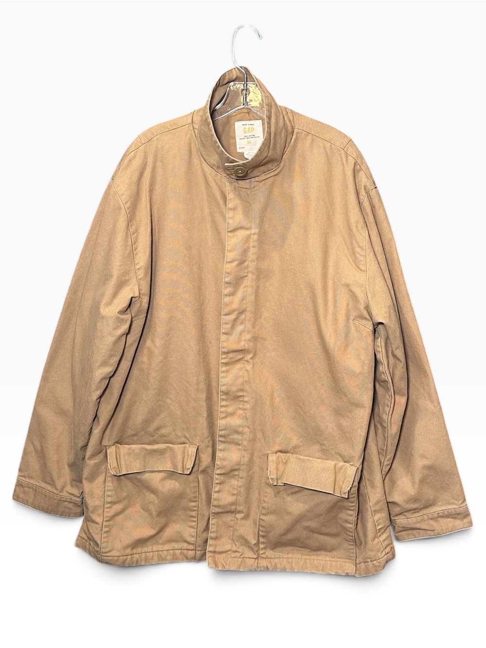Gap Field Jacket Mens XL Cotton Utility Coat 90s Vintage Tan Khaki USA Gorpcore